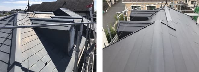 横浜市港北区の屋根修理、屋根カバー工法例